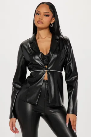Aniyah Faux Leather Jacket - Black