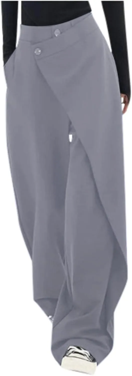 Asymmetrical Dress Pants for Women High Waisted Chic Irregular Pant Tailored Design Business Casual Work Trousers