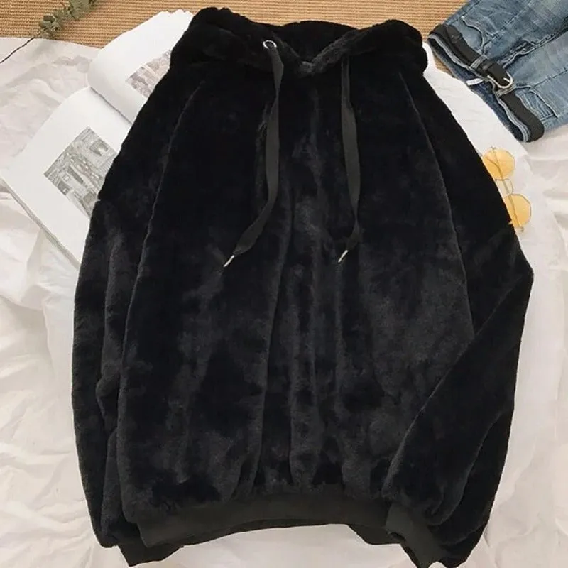 Casual Hooded Pullover Winter Fleece Sweatshirt Jackets