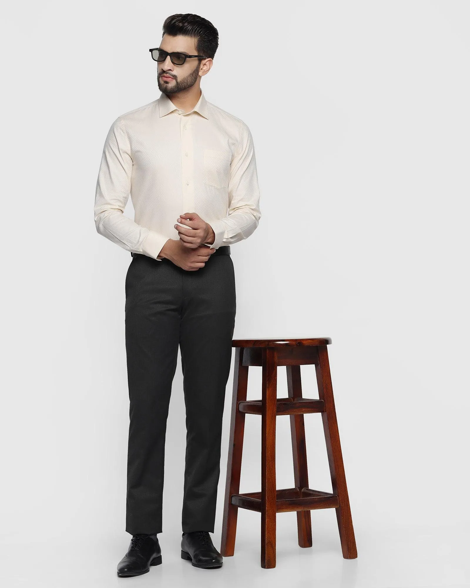 Formal Yellow Textured Shirt - Ena