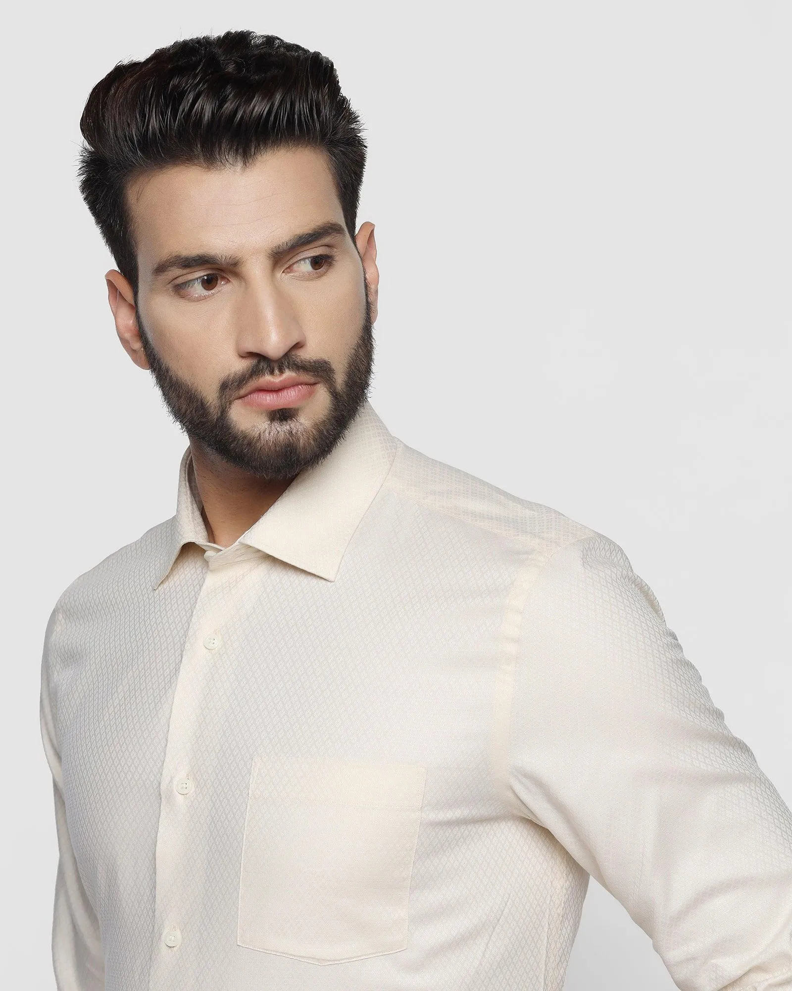 Formal Yellow Textured Shirt - Ena