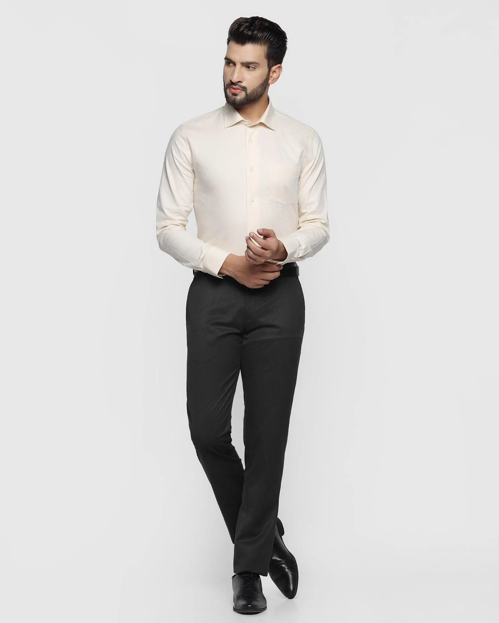 Formal Yellow Textured Shirt - Ena