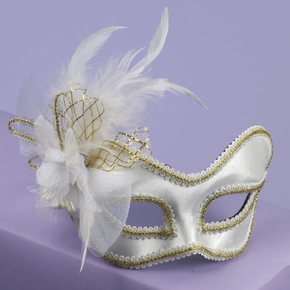 Forum Novelties White Feather Satin Mask