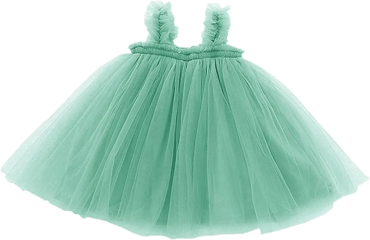 GSVIBK Baby Girls Tutu Dress Sleeveless Toddler Cotton Layered Tutu Dress Infant Tulle Dresses Princess Party Prom Dress