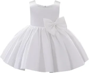 IDOPIP Flower Girl Bowknot Tutu Dress for Kids Baby Princess Wedding Bridesmaid Birthday Party Pageant Baptism Dresses 6M-10T