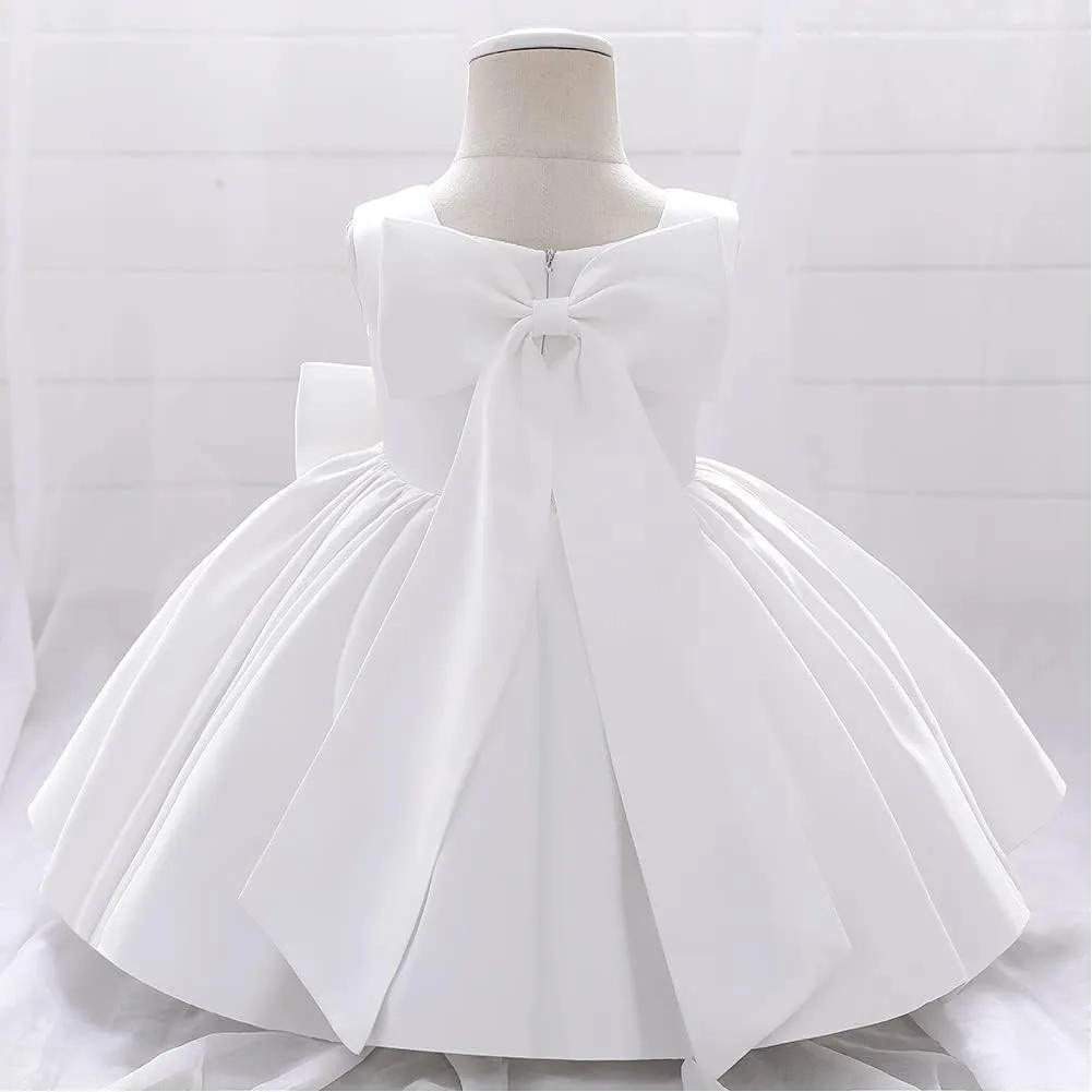 IDOPIP Flower Girl Bowknot Tutu Dress for Kids Baby Princess Wedding Bridesmaid Birthday Party Pageant Baptism Dresses 6M-10T