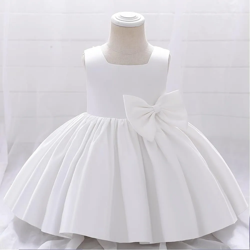 IDOPIP Flower Girl Bowknot Tutu Dress for Kids Baby Princess Wedding Bridesmaid Birthday Party Pageant Baptism Dresses 6M-10T
