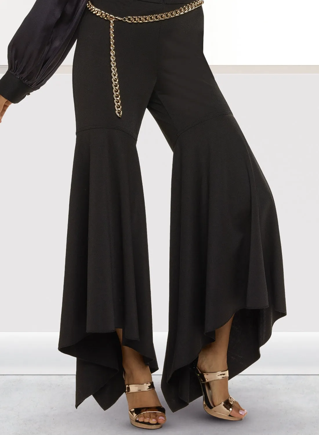 Love the Queen 17447 Wide Leg High-low Pant