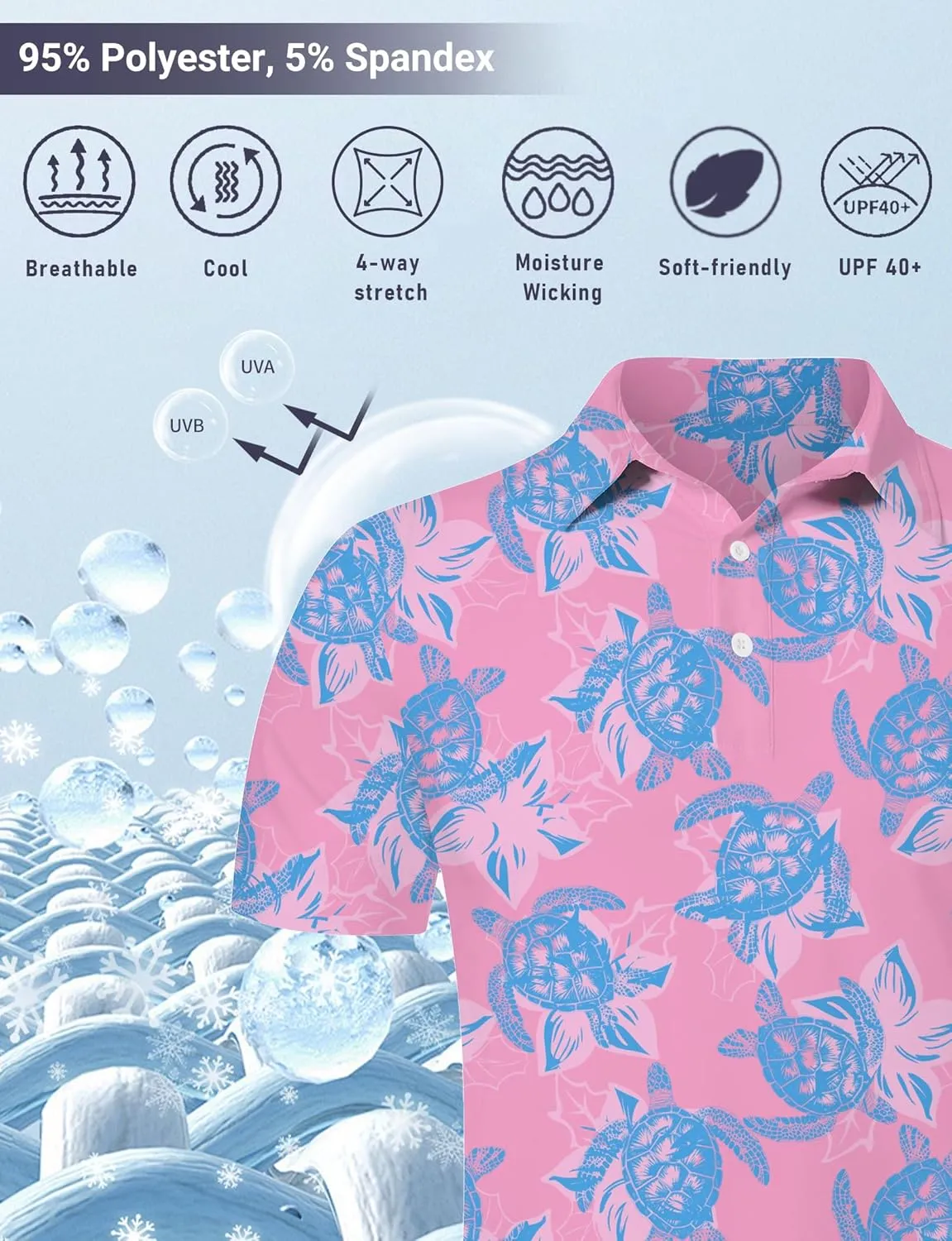 Mens Funny Golf Shirts for Men Polo Performance Moisture Wicking Dry Fit Shirt M-XXL