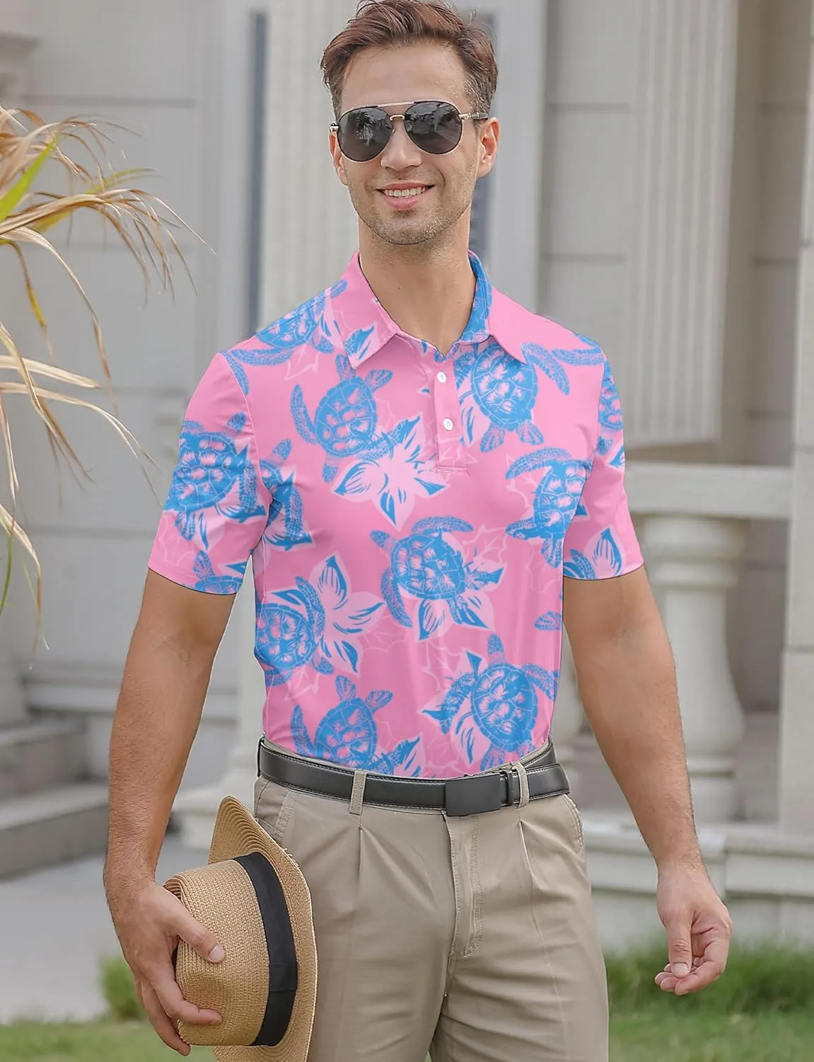 Mens Funny Golf Shirts for Men Polo Performance Moisture Wicking Dry Fit Shirt M-XXL