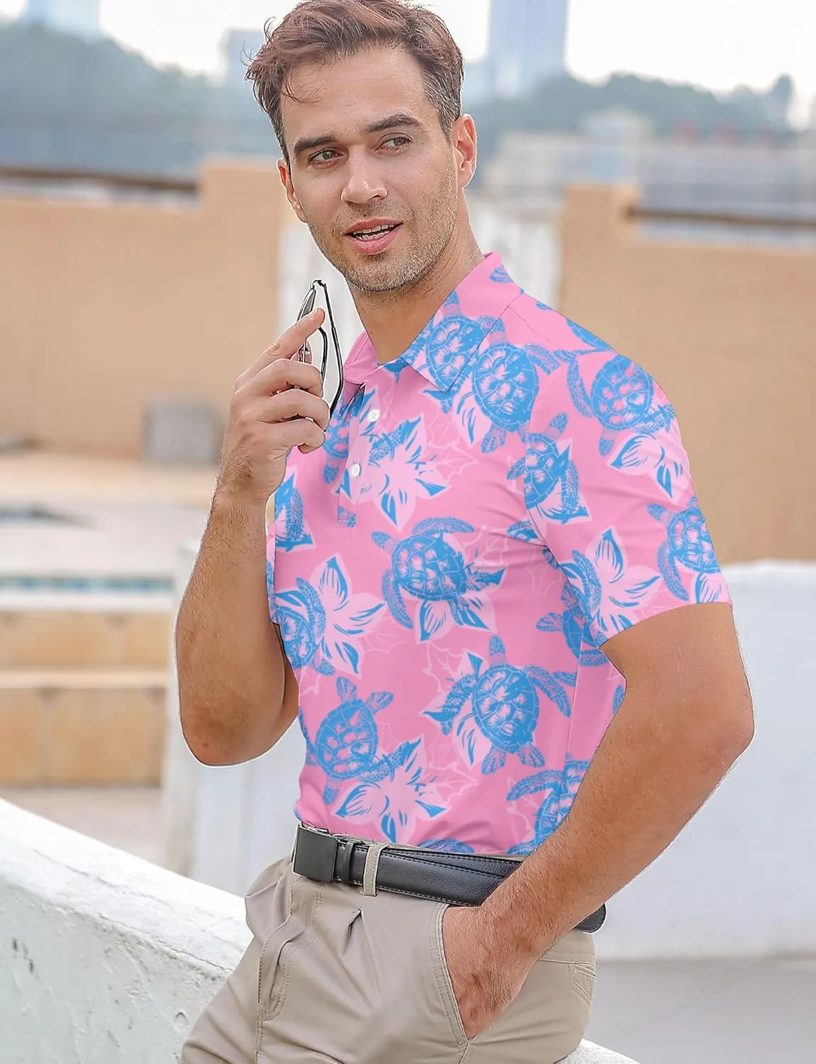 Mens Funny Golf Shirts for Men Polo Performance Moisture Wicking Dry Fit Shirt M-XXL