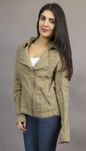Miilla Off Center Linen Jacket in Khaki