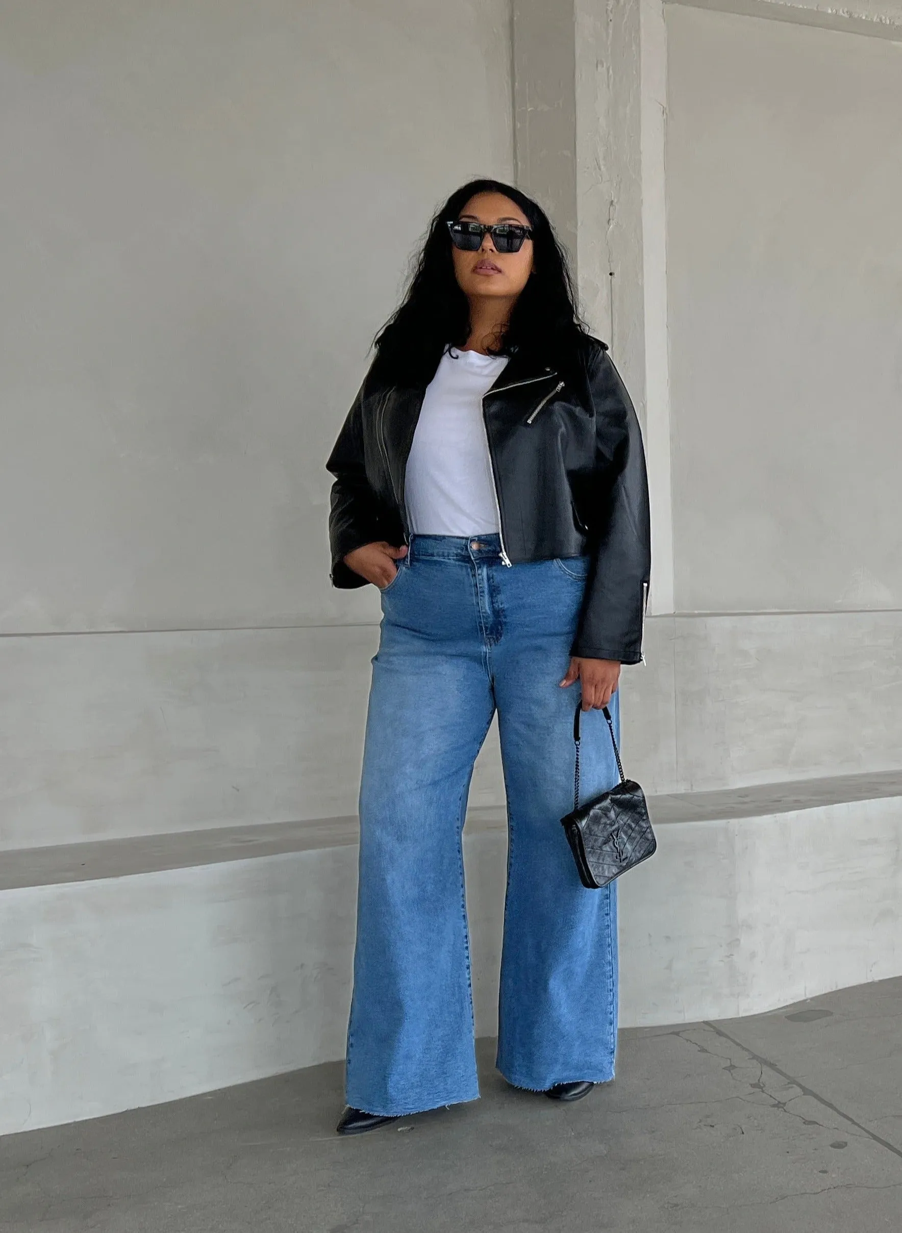 Plus Size Crop Leather Jacket
