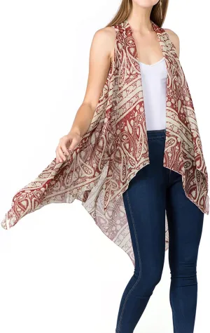 Scarfand's Women's Sheer Open Front Lightweight Sleeveless Long Duster Cardigan Vest