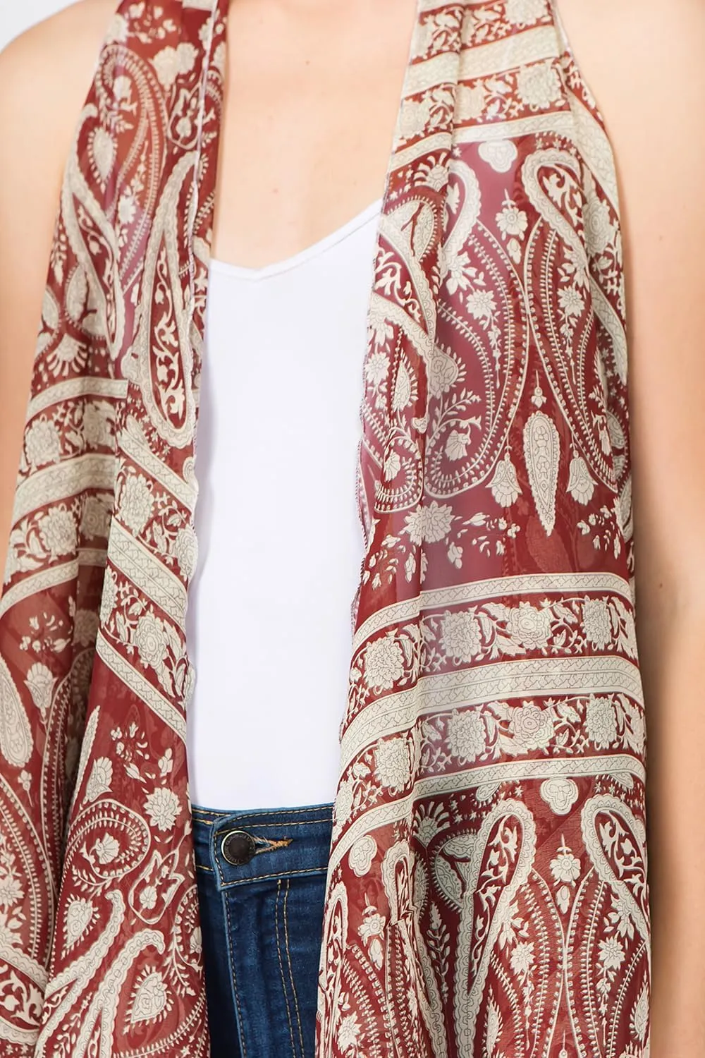Scarfand's Women's Sheer Open Front Lightweight Sleeveless Long Duster Cardigan Vest