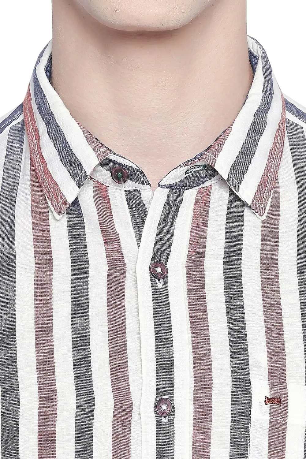 Slim Fit Cotton Linen Stripes Shirt