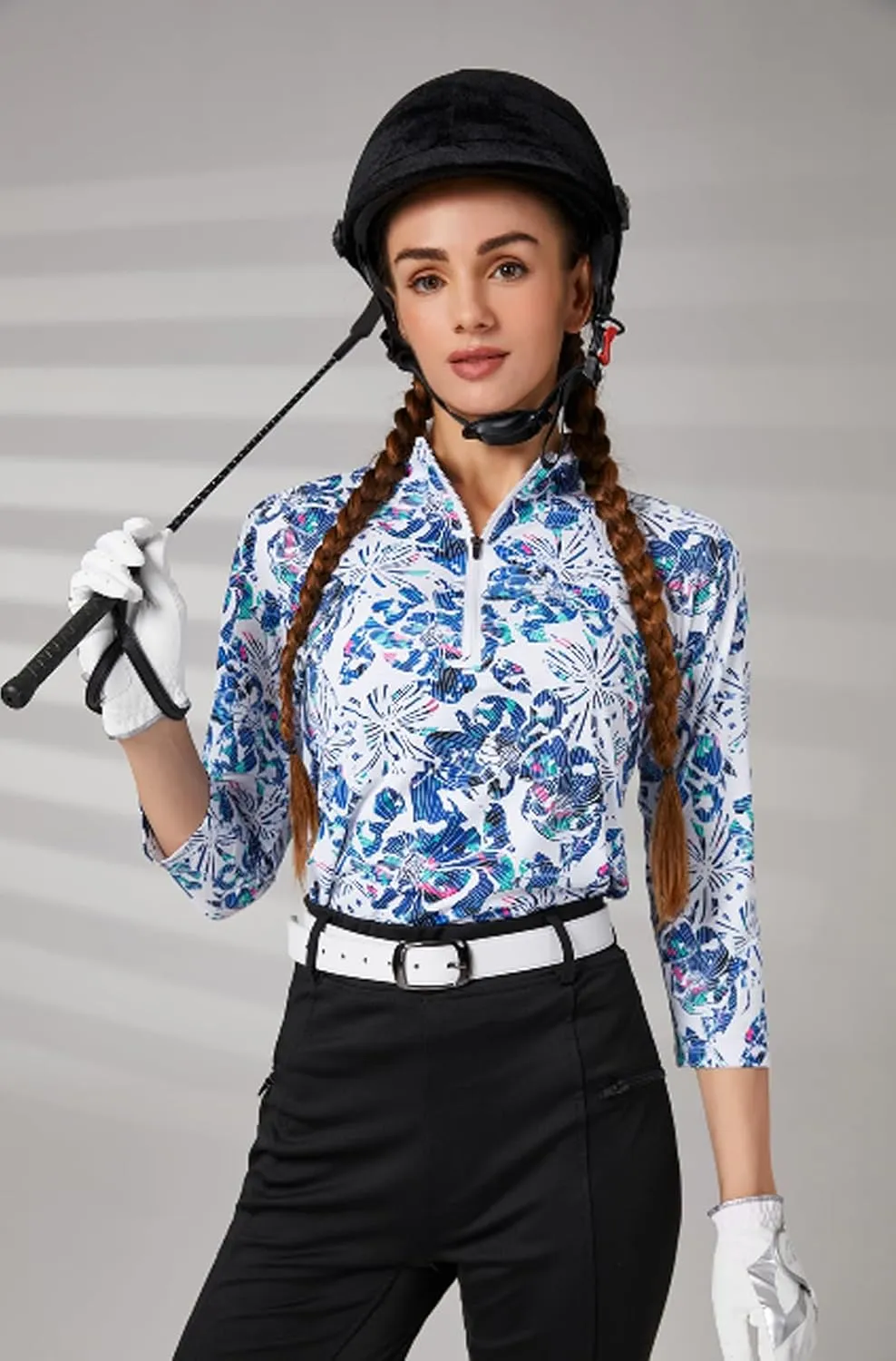 Soneven Womens 3/4 Sleeve Shirt UPF 50  Moisture Wicking Golf Polo Shirt for Casual Work
