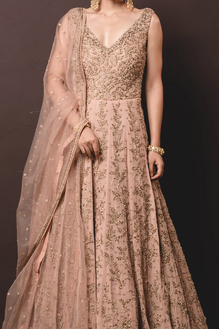 Tea Rose Shimmer Georgette Gown