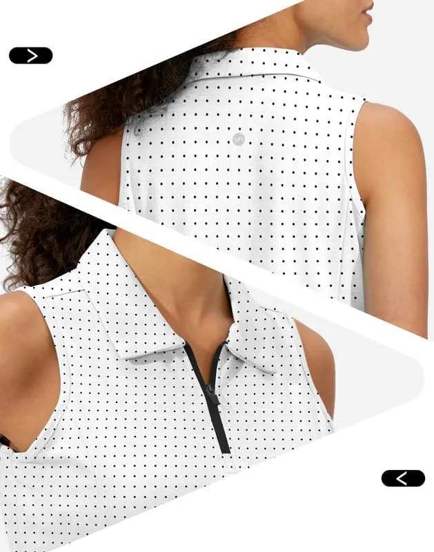 Viodia Women's Sleeveless Golf Shirt with Zip Up Tennis Quick Dry Tank Tops Polo Shirts for Women Golf Apparel Clothes