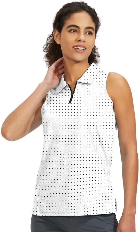 Viodia Women's Sleeveless Golf Shirt with Zip Up Tennis Quick Dry Tank Tops Polo Shirts for Women Golf Apparel Clothes