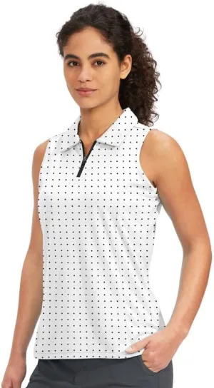 Viodia Women's Sleeveless Golf Shirt with Zip Up Tennis Quick Dry Tank Tops Polo Shirts for Women Golf Apparel Clothes