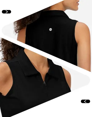 Viodia Women's Sleeveless Golf Shirt with Zip Up Tennis Quick Dry Tank Tops Polo Shirts for Women Golf Apparel Clothes