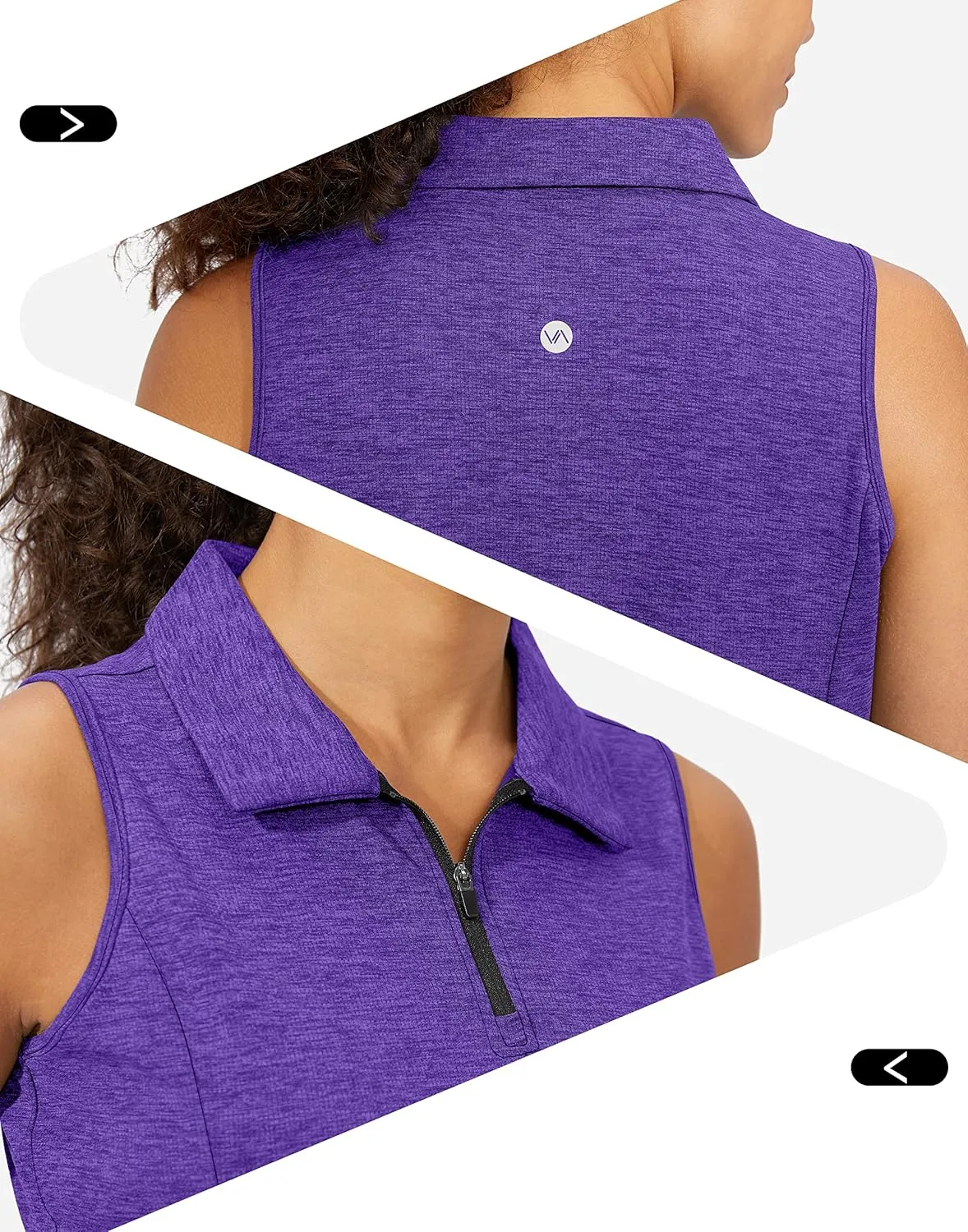 Viodia Women's Sleeveless Golf Shirt with Zip Up Tennis Quick Dry Tank Tops Polo Shirts for Women Golf Apparel Clothes