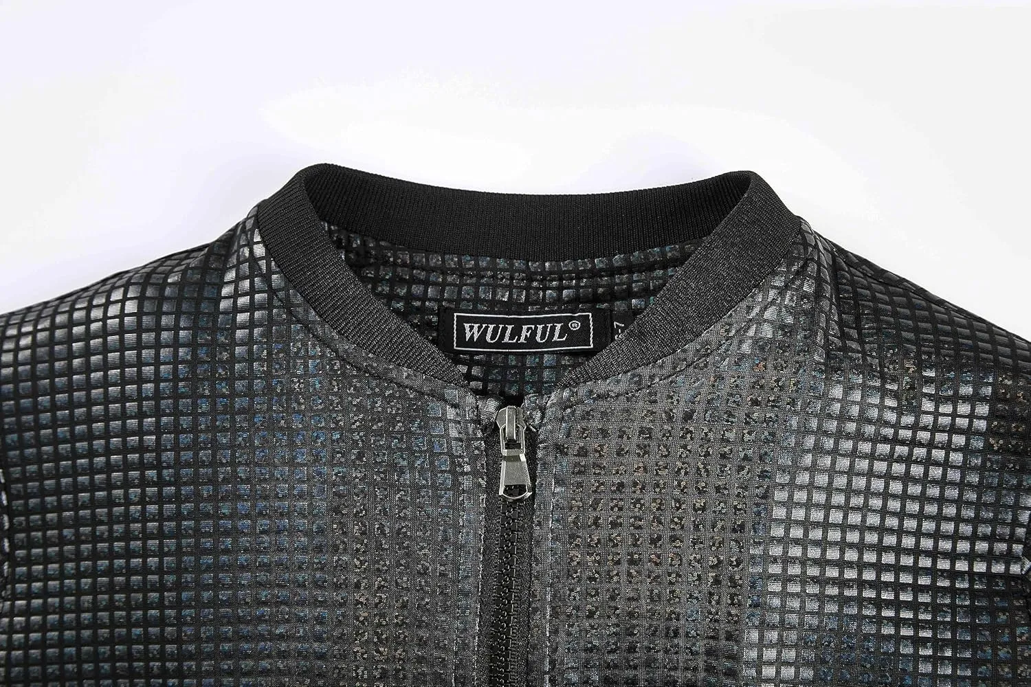 WULFUL Men's 70s Disco Costume Party Sequin Metallic Varsity Bomber Jacket