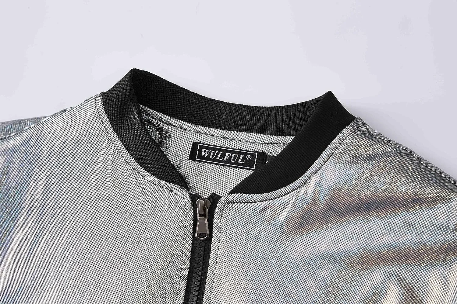 WULFUL Men's 70s Disco Costume Party Sequin Metallic Varsity Bomber Jacket