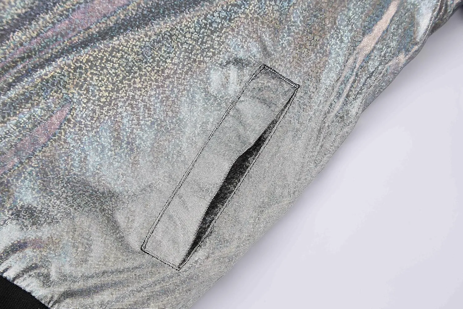 WULFUL Men's 70s Disco Costume Party Sequin Metallic Varsity Bomber Jacket